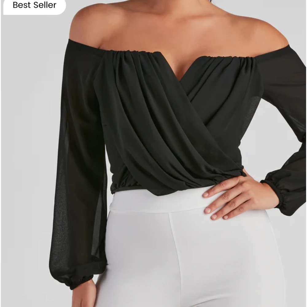 Windsor sheer sleeved v neck blouse